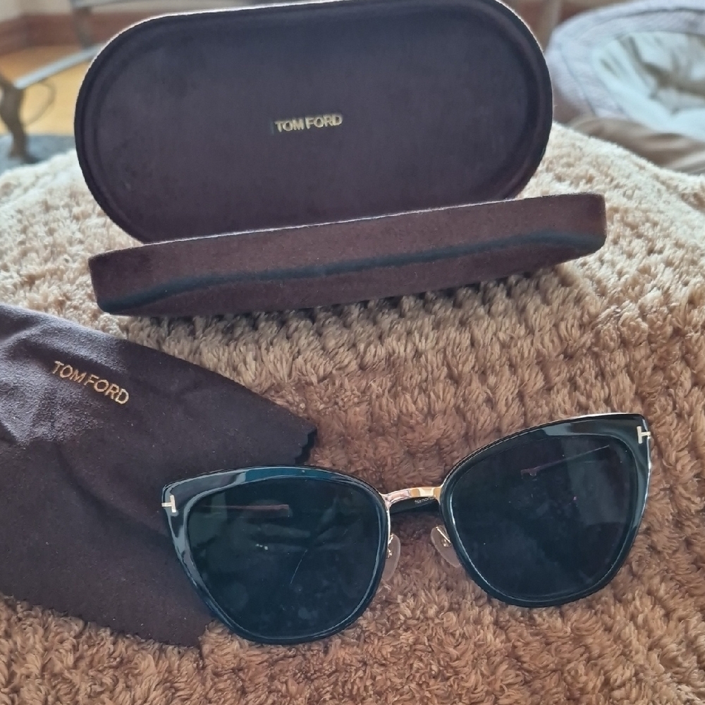 Tom Ford Black/Smoke Simona Sunglasses with Gold Accents